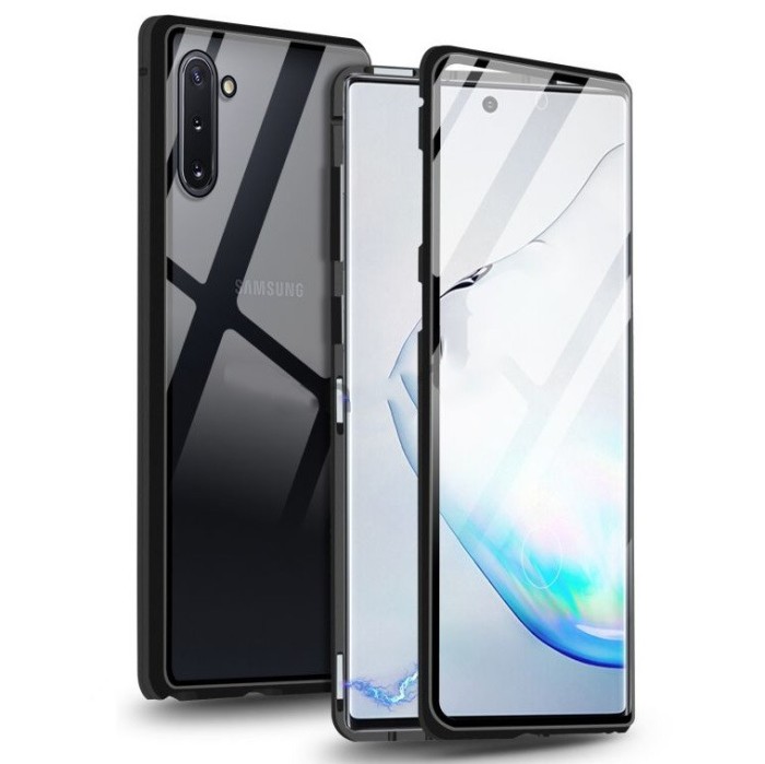 Husa Magnetic Glass 360&deg; (sticla fata + spate) pentru Samsung Galaxy Note 10, Negru