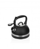 Ceainic din inox cu fluier Zilan ZLN1283, Culoare negru, Compatibil gaz, electric &amp; inductie, Capacitate 3L