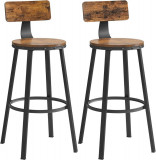 Set 2 scaune de bar, Vasagle, 54 x 54 x 99 cm, PAL/otel, maro rustic