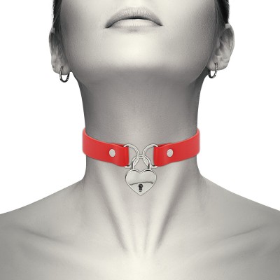 Chocker cu Inima Si Lant Coquette - Rosu## foto