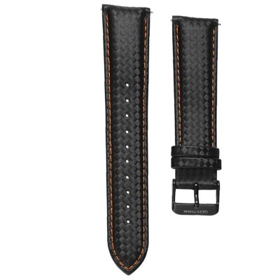 Curea piele compatibila Samsung Gear S3, Telescoape QR, 22mm, Negru/Portocaliu foto