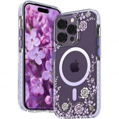 Husa Cover Kingxbar Flora Series pentru iPhone 14 Pro Peony