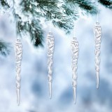 Set de 30 turturi pentru bradul de Craciun TAROME, acrilic/metal, transparent, 12,7 x 1,4 cm