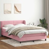 vidaXL Pat box spring cu saltea, roz, 160x210 cm, catifea 3317618