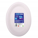 Farfurie Ovala Biodegradabila Alba din Trestie de Zahar, Diametru 26 cm, 50 Buc/Set, Farfurii Biodegradabile pentru Aperitive, Farfurii Ovale Reciclab