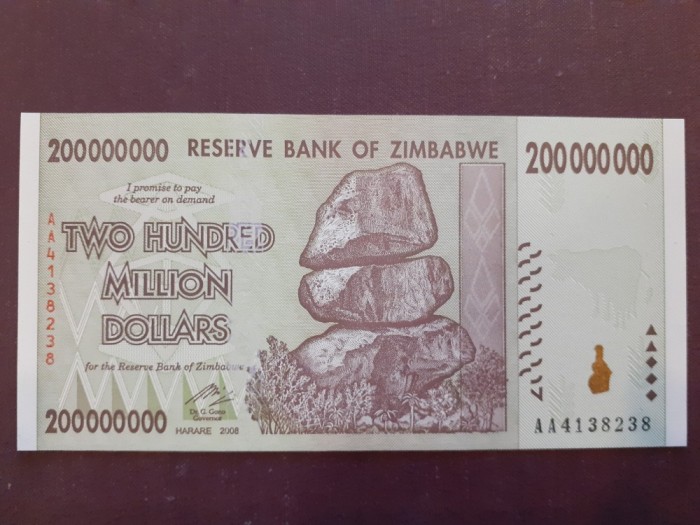 ZIMBABWE - 200.000.000 Dolari 2008 necirculata