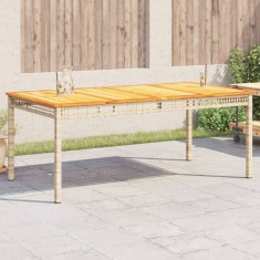 Gossi masa de gradina, bej, 180x90x75 cm, poliratan si lemn acacia