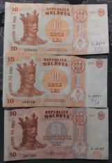 Bancnota 10 si 50 lei Moldova 2015