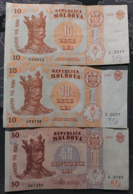 Bancnota 10 si 50 lei Moldova 2015 foto