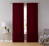 Set draperii din catifea cu rejansa transparenta cu ate pentru galerie, Madison, 200x210 cm, densitate 700 g/ml, Burgundy, 2 buc