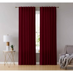 Draperie din catifea cu rejansa transparenta cu ate pentru galerie, Madison, 150x210 cm, densitate 700 g/ml, Burgundy, 1 buc