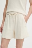 Puma pantaloni scurti femei, culoarea bej, neted, high waist, 685062