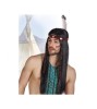Peruca indiana neagra cu pene si banda decorativa, marime universala, poliester, pentru costume tematice carnaval