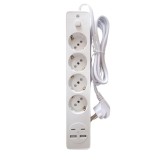 Prelungitor 3 prize, OG2203, 2 metri, 2 porturi USB, 2 porturi USB-C, Protectie supraincalzire
