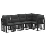 vidaXL Set de canapele de exterior cu pernă 5 pcs Negru Poliester 3437467