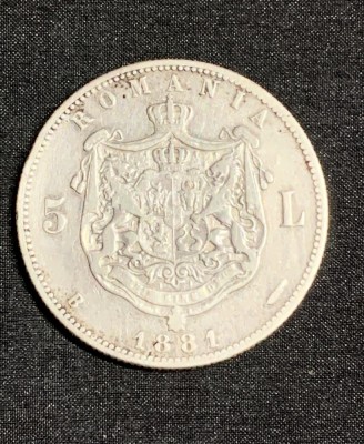 Moneda 5 lei 1881 domnul argint foto