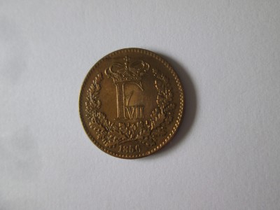 Danemarca 1 Skilling Rigsmont 1856 UNC regele Frederik VII,patina deosebita foto