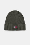 Tommy Jeans căciulă din bumbac culoarea verde, AM0AM13669