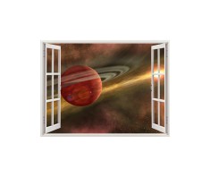Autocolant decorativ, Fereastra, Planete, Multicolor, 83 cm, 243ST foto