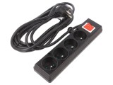 Prelungitor 4 Prize PVC Negru 5m 16A