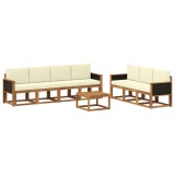 vidaXL Set de canapele de exterior cu pernă 7 pcs Natural și Crem 3385041