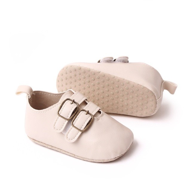 Pantofiori pentru bebelusi, ivoire, cu catarame (Marime Disponibila: 9-12 luni