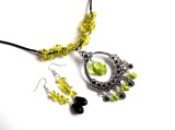 set colier si cercei cu jad oliv 34650