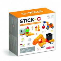 Joc cu magneti Stick-O, Set de construit vehicule, 26 piese