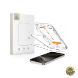 Folie de protectie Ecran Tech-Protect Quick Set+ pentru Apple iPhone 16 Pro Max Sticla Securizata Full Glue Set 2 bucati Cu Rama Ajutatoare Neagra