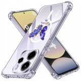 Husa antisoc pentru xiaomi redmi note 14 4g (standard) airbag tpu, col&Egrave;uri ranforsate- butterfly albastru