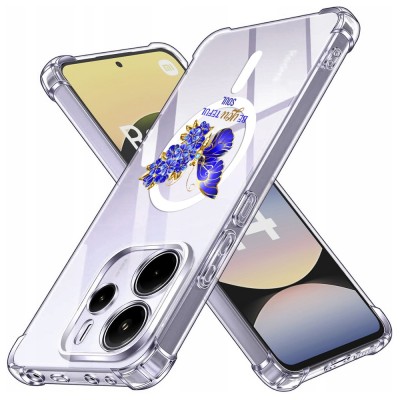 Husa antisoc pentru xiaomi redmi note 14 4g (standard) airbag tpu, col&amp;Egrave;uri ranforsate- butterfly albastru foto