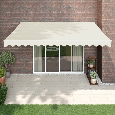 vidaXL Copertină retractabilă, crem, 4,5x3 m, textil și aluminiu foto