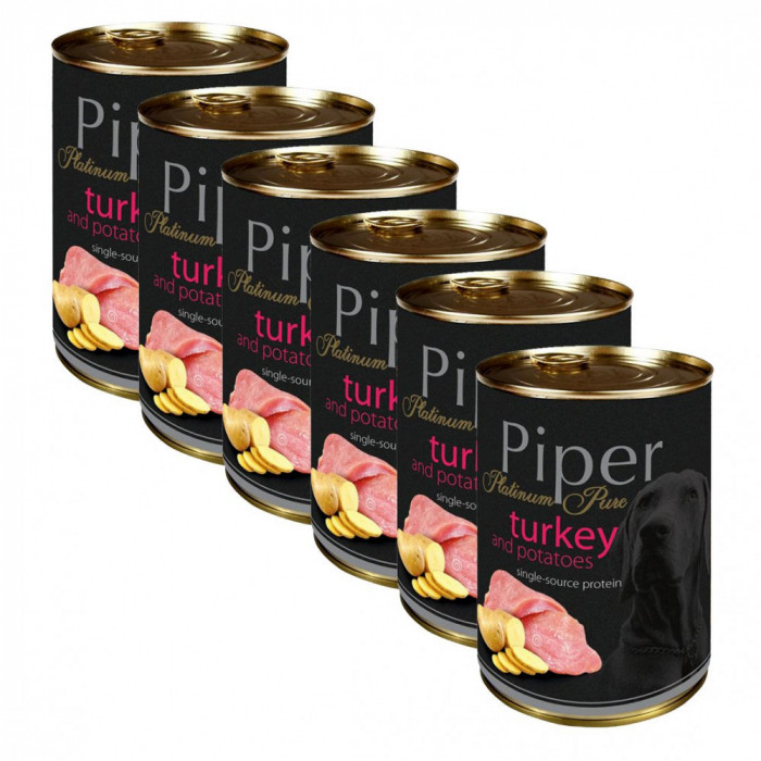 Piper Platinum Pure conservă cu curcan şi cartofi 6 x 400 g