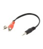Cablu Jack 3.5 mm Stereo tata - 2x RCA tata 0.2m negru PVC GEMBIRD