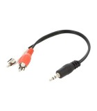Cablu Jack 3.5 mm Stereo tata - 2x RCA tata 0.2m negru PVC GEMBIRD