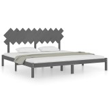 Cumpara ieftin Cadru de pat, gri, 200x200 cm, lemn masiv