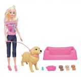 Set Papusa cu Catelusa, Betty, 3 Pui, Multicolor, 3+ Ani, Oem