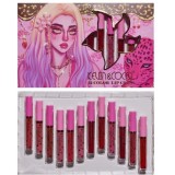 Set 12 lip gloss kevin&amp;coco, nuante de rosu, rose, nude, roz, cutie dreptunghiulara, 26.5x16.5x2.2 cm, 200 g, multicolor