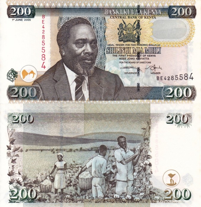 KENYA 200 shillings 2005 UNC!!!
