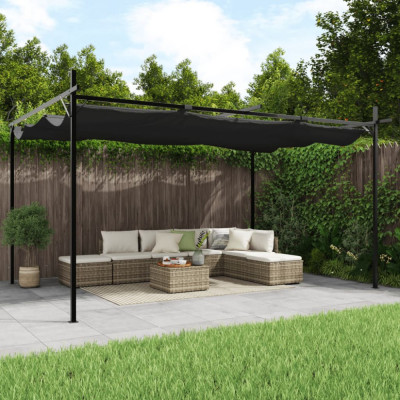 Pergola cu acoperis retractabil, antracit, 395x292x230 cm foto