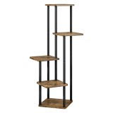 Cumpara ieftin Suport flori metal negru lemn maro Adite 30x30x106.5 cm