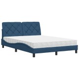 Cumpara ieftin Pat cu saltea, albastru, 140x200 cm, textil