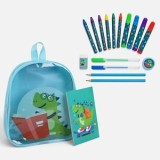 Set școlar cu rucsac tematic dinozaur, Albastru, CMCLASS