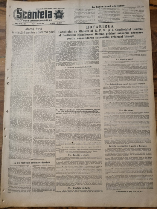 scanteia 7 martie 1952-regiunea valcea,steagu rosu lupeni