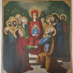 Icoana pictată Maica Domnului intre Apostoli 46x50cm