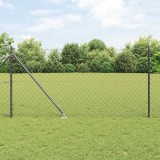 Set de St&acirc;lpi de Gard Gri 1 x 10 m Oțel Galvanizat