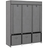 HOMCOM Șifonier din P&acirc;nză, Garderob Pliabil cu Rafturi și Sertare, Uși care se Rulează cu Fermoar, 125x43x162.5 cm, Gri | Aosom Romania