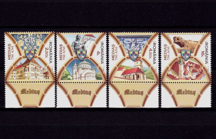✅RO 2017 LP 2156 &quot;Medias, 750 de ani de atestare doc.&quot;serie+diferite tabs ! ,MNH