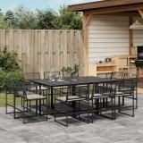 Gossi set mobilier de exterior cu perne, 11 piese, negru, poliratan