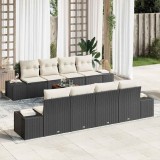 vidaXL Set de canapele pentru grădină cu pernă 9 pcs Negru Rattan poli